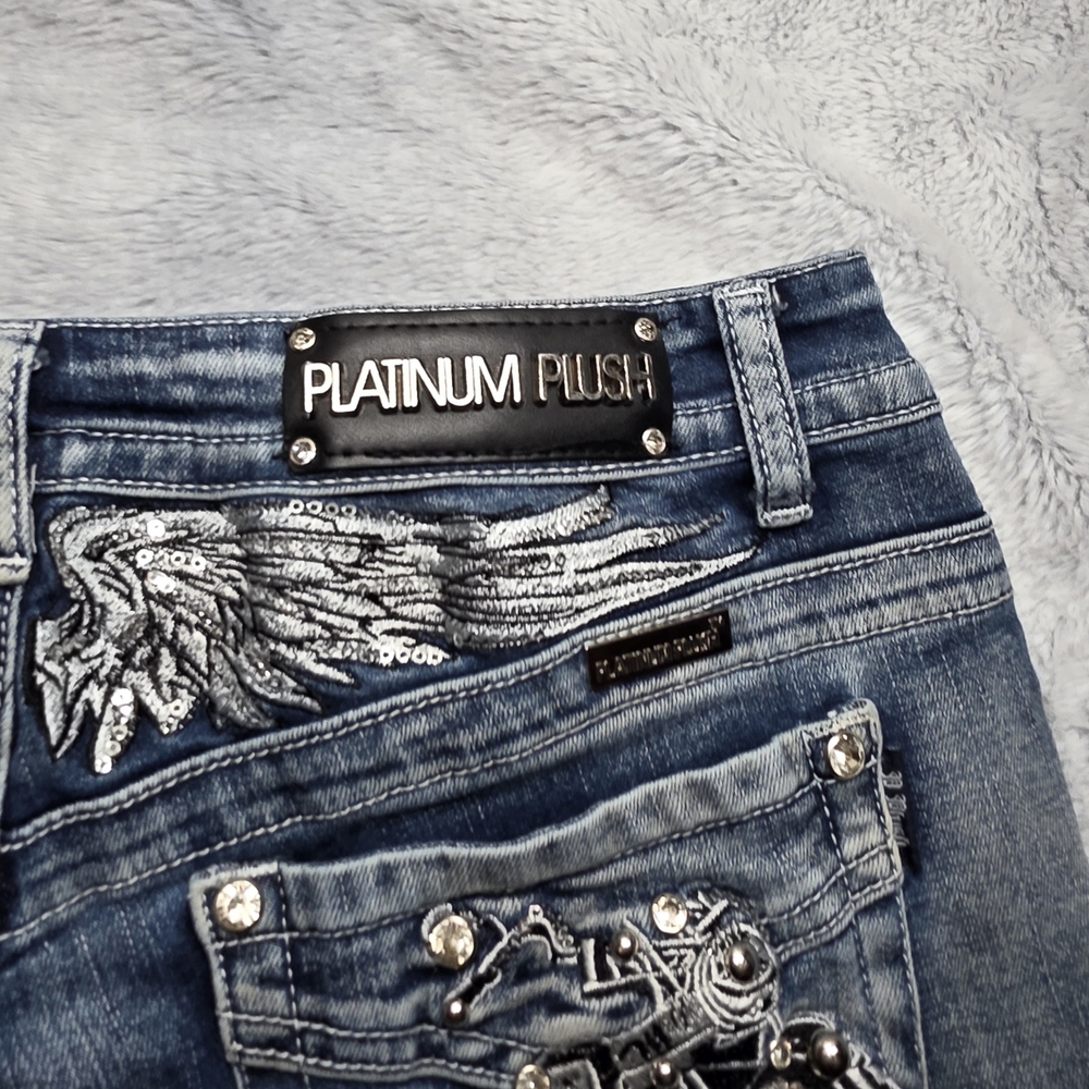 Platinum Plush Blinged Denim Shorts